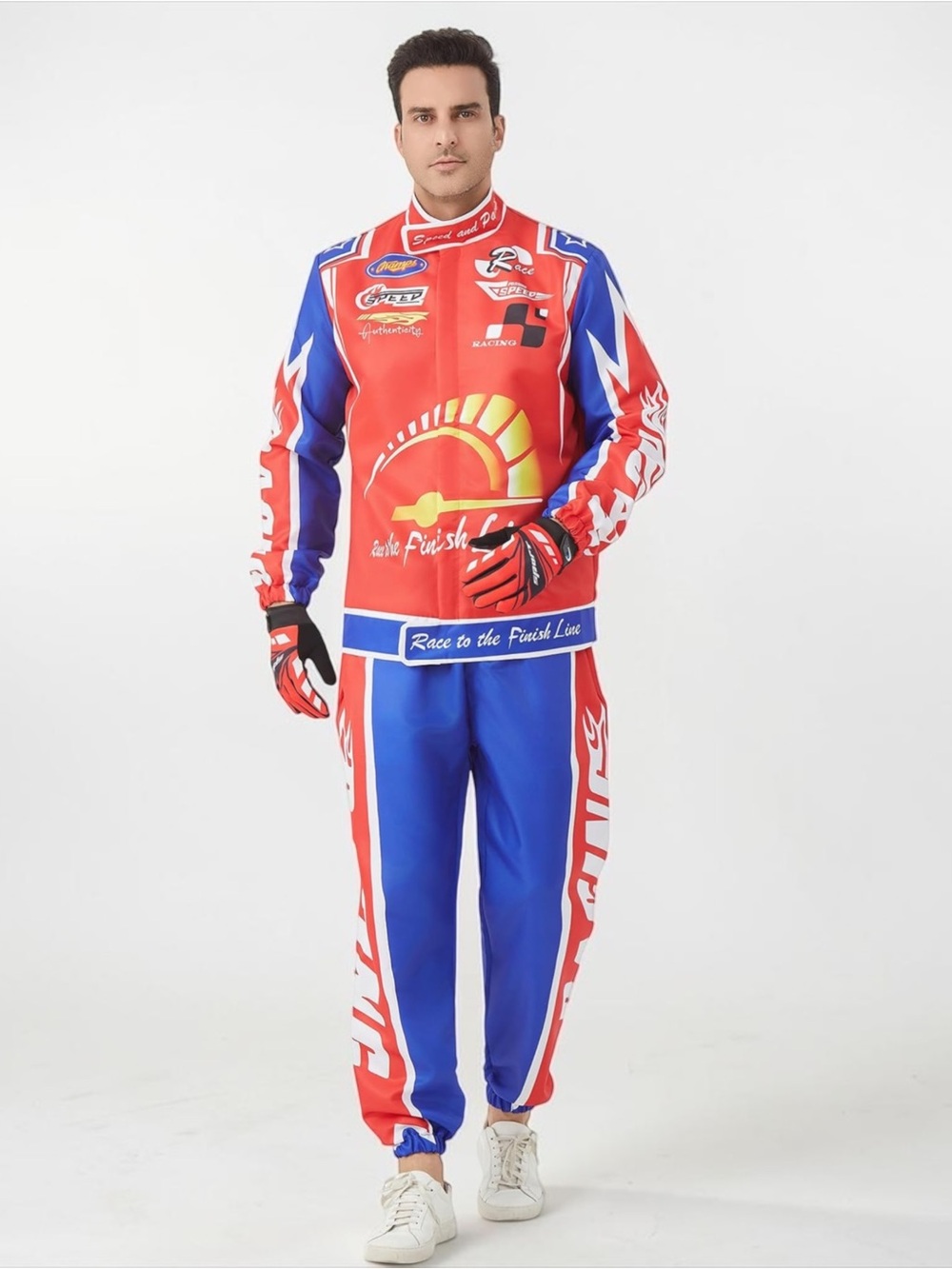 Men’s Race Car Driver Racing Costume Jacket Pants Hat Small NWOT
